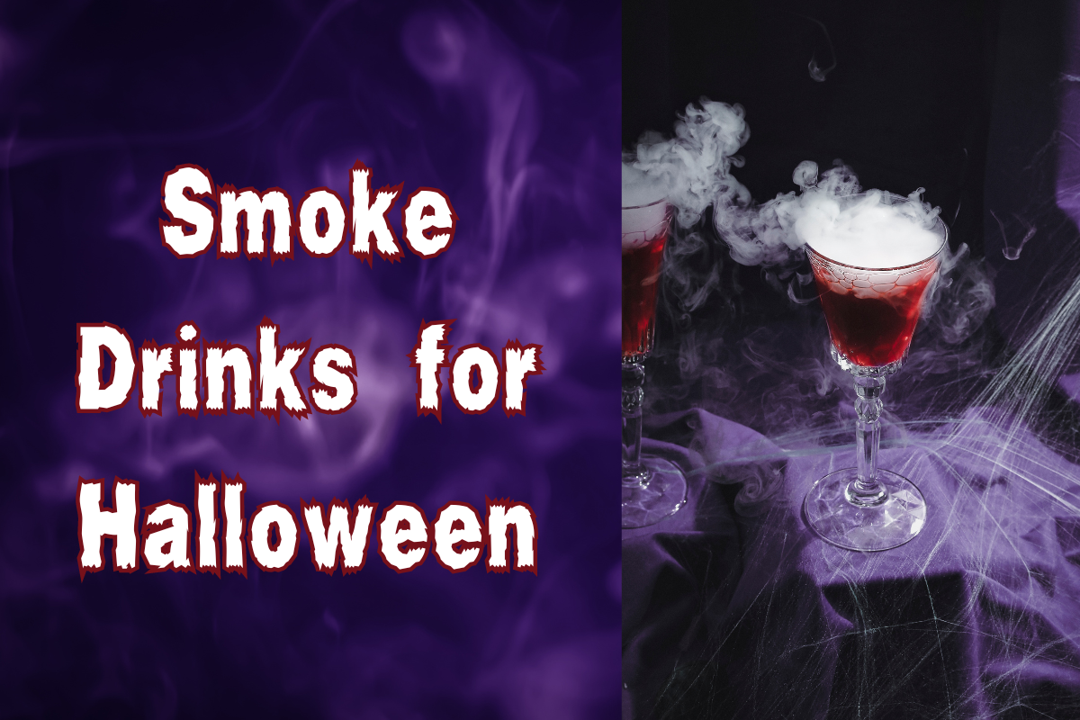 Smoking Halloween cocktail with dry ice fog effect